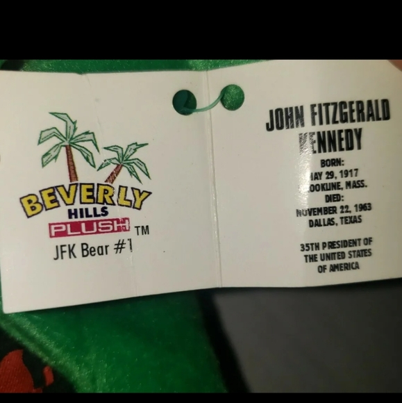 *: Beverly Hills Plush JFK Memorial Limited Edition bean Bear green Irish pride - Picture 3 of 4